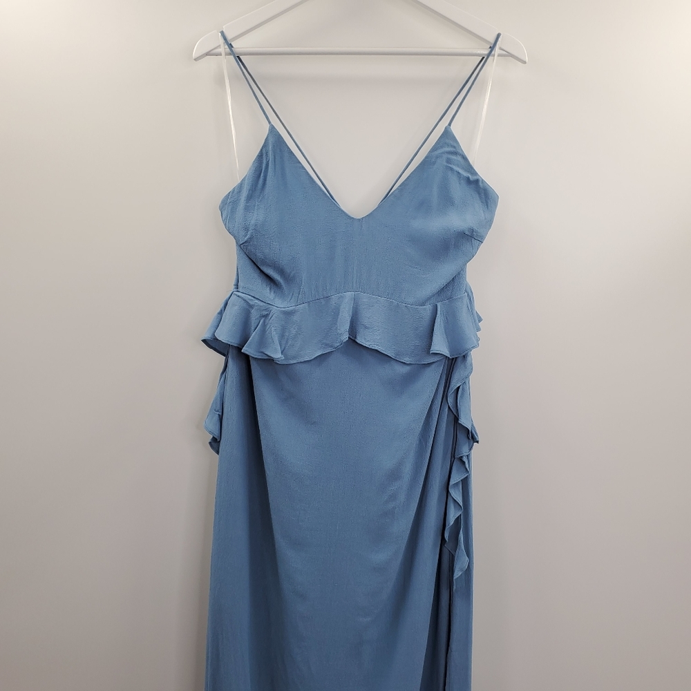 Revolve Elliatt Rapture Ruffles Maxi Dress Steel Blue Wedding Guest NEW - Picture 3 of 5